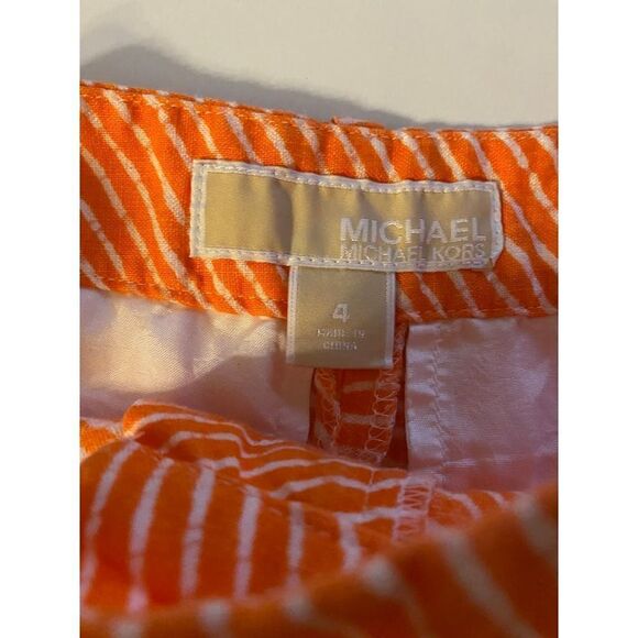 Michael Kors Orange Striped Dress Shorts 100% Linen-- Size 4 - Picture 8 of 9